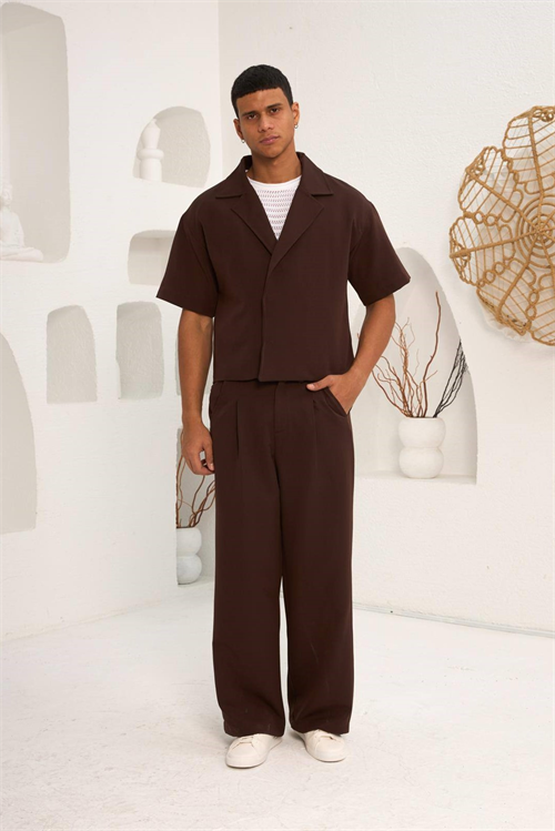 Wholesale Mens Brown T-Shirt and Pants Set