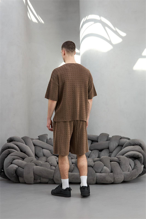 Wholesale Mens Brown T-shirt and Shorts Set