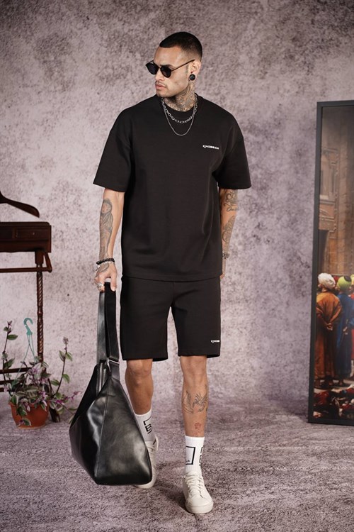Wholesale Mens Brown T-Shirt and Shorts Set