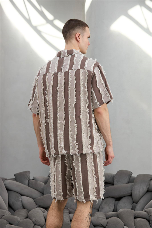 Wholesale Mens Beige Shirt and Shorts Set