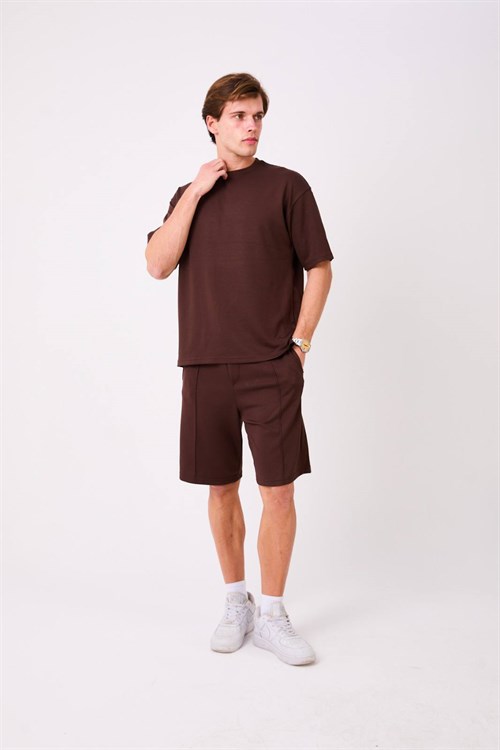 Wholesale Mens Brown T-Shirt And Short Set