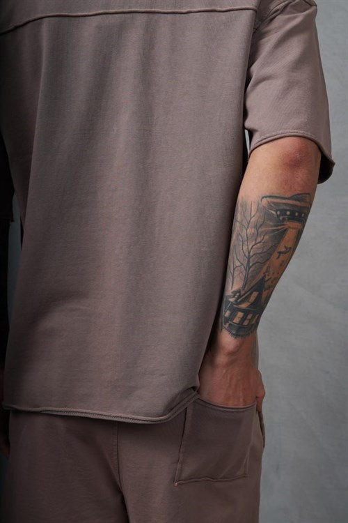 Wholesale Mens Brown Shirt and Shorts Set