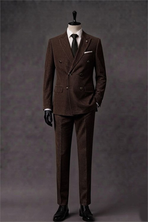 Wholesale Men's Brown Two-Piece Suit 1701-127