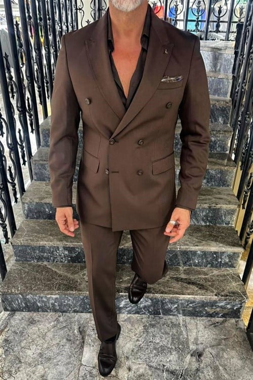 Wholesale Men's Brown Two-Piece Suit 1702W26-0516