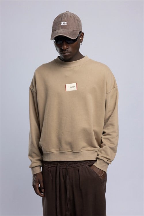 Wholesale Mens Camel Printed Sweatshirt 