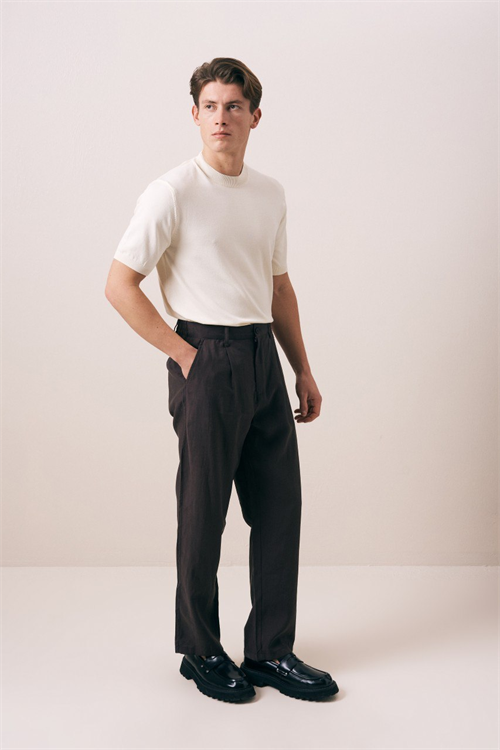 Wholesale Mens Cream Knit Crew-Neck T-Shirt