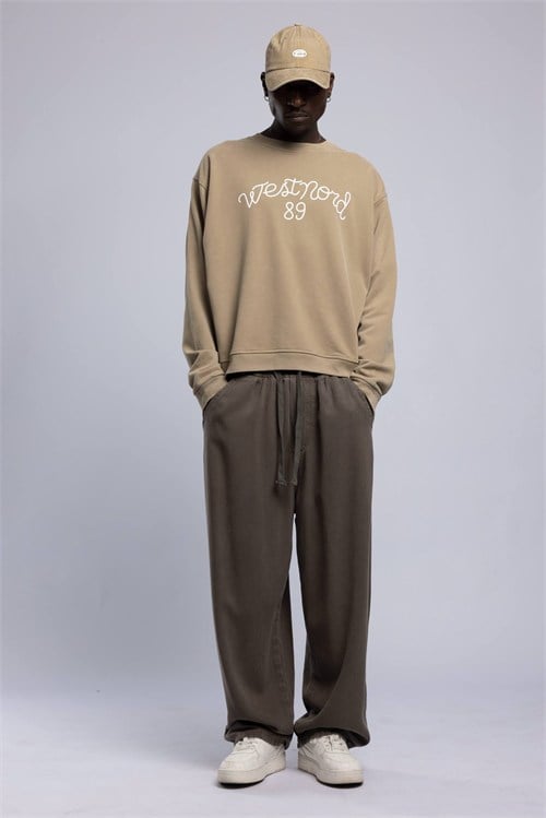 Wholesale Mens Cream Printed Sweatshirt 