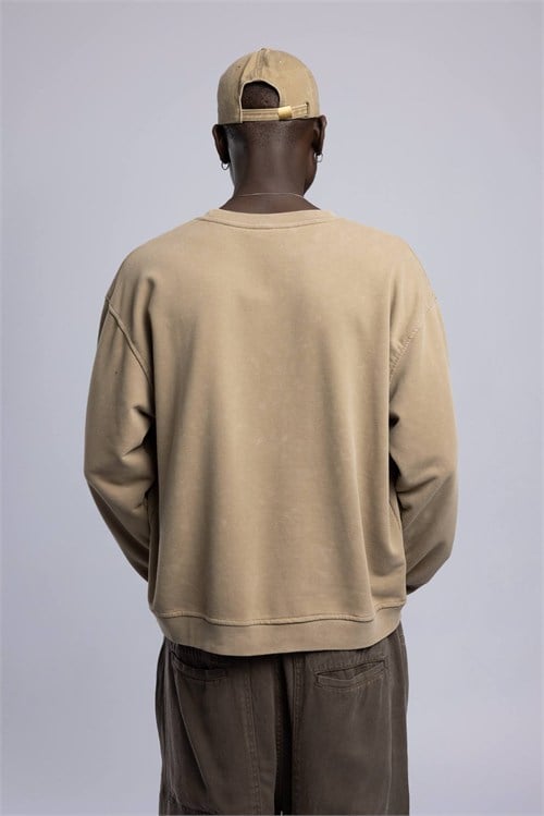 Wholesale Mens Cream Printed Sweatshirt 