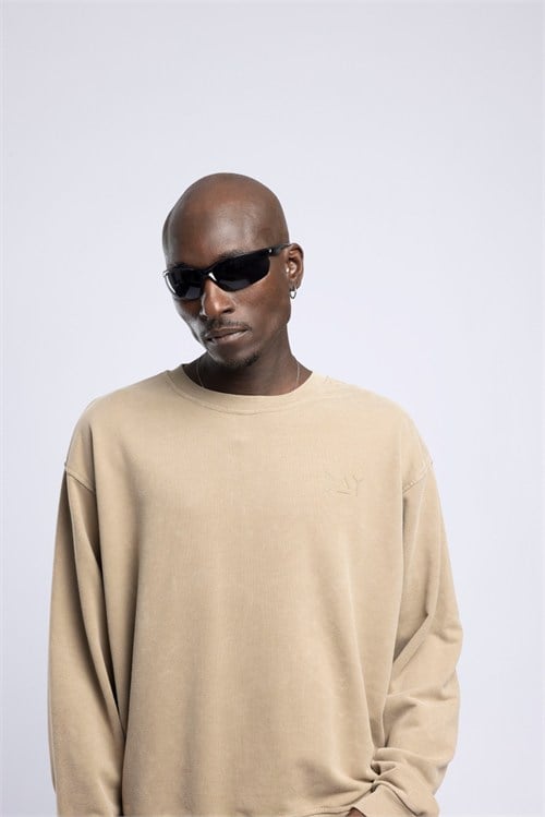 Wholesale Mens Cream Printed Sweatshirt 