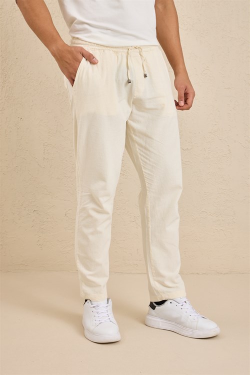 Wholesale Mens Cream Relaxed Fit Meridian Fabric Sweatpants