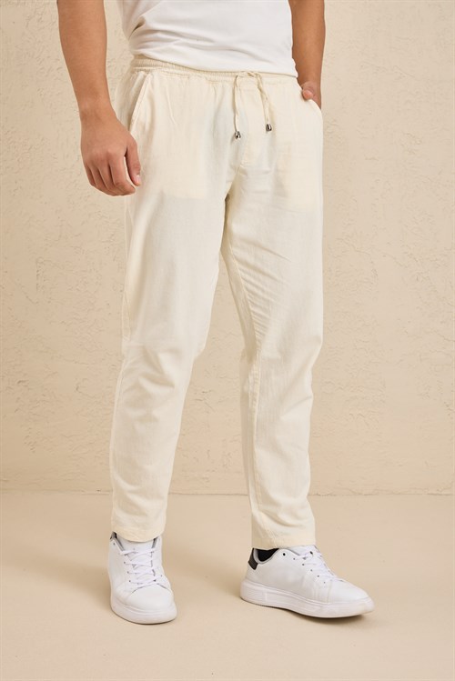 Wholesale Mens Cream Relaxed Fit Meridian Fabric Sweatpants