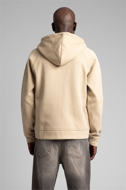 Wholesale Mens Cream Zip Sweatshirt 