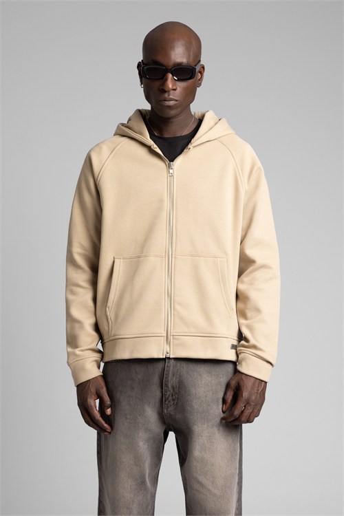 Wholesale Mens Cream Zip Sweatshirt 