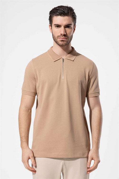 Wholesale Mens Dark Beige Polo T-Shirt