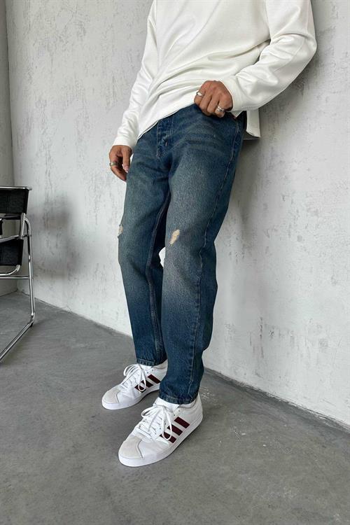 Wholesale Mens Dark Blue Relaxed Fit Jeans