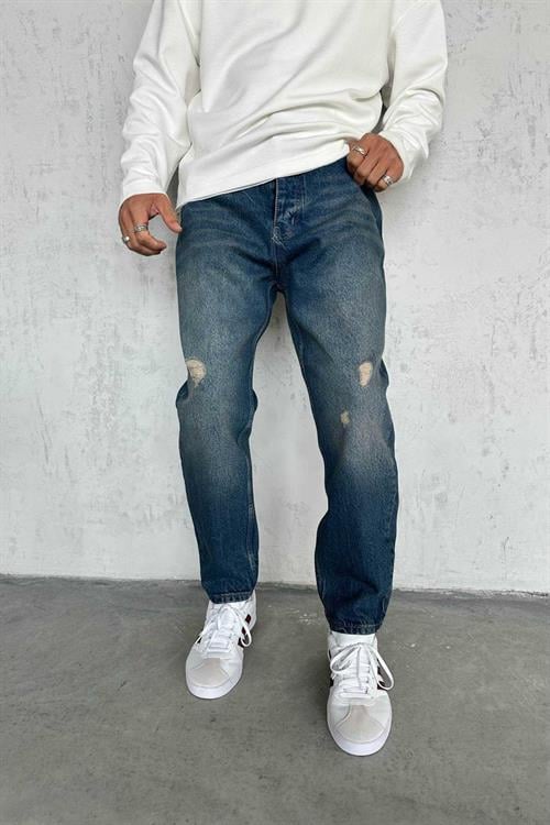 Wholesale Mens Dark Blue Relaxed Fit Jeans