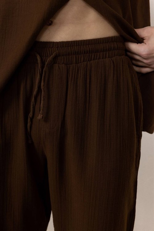 Wholesale Mens Dark Brown Muslin Baggy Sweatpants