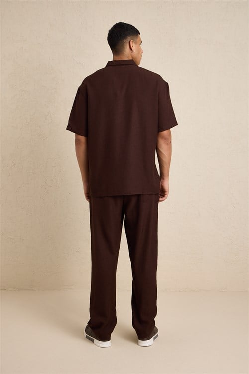 Wholesale Mens Dark Brown Oversized Shirt and Pants Set