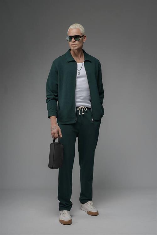 Wholesale Mens Dark Green Zip-Up Suit 