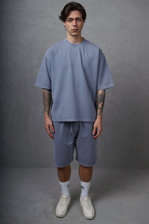 Wholesale Mens Dark Lilac T-Shirt and Shorts Set