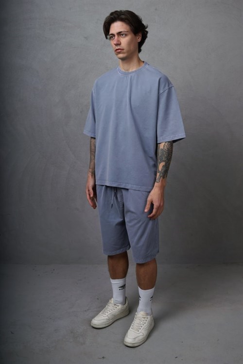 Wholesale Mens Dark Lilac T-Shirt and Shorts Set