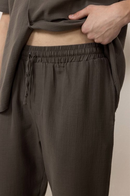 Wholesale Mens Dark Mink Muslin Baggy Sweatpants