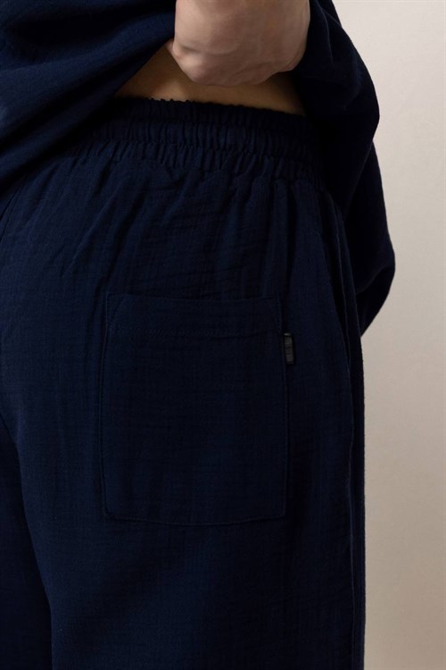 Wholesale Mens Dark Navy Muslin Baggy Sweatpants