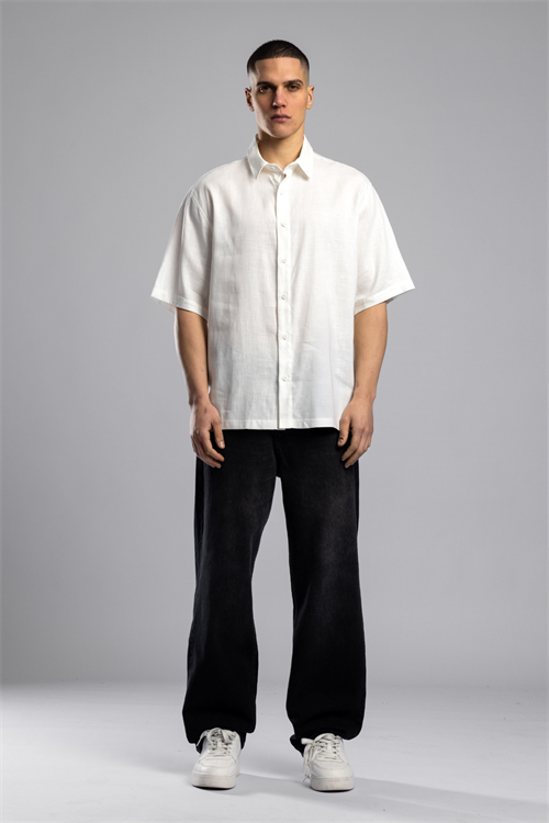 Wholesale Mens Ecru Embroidered Shirt