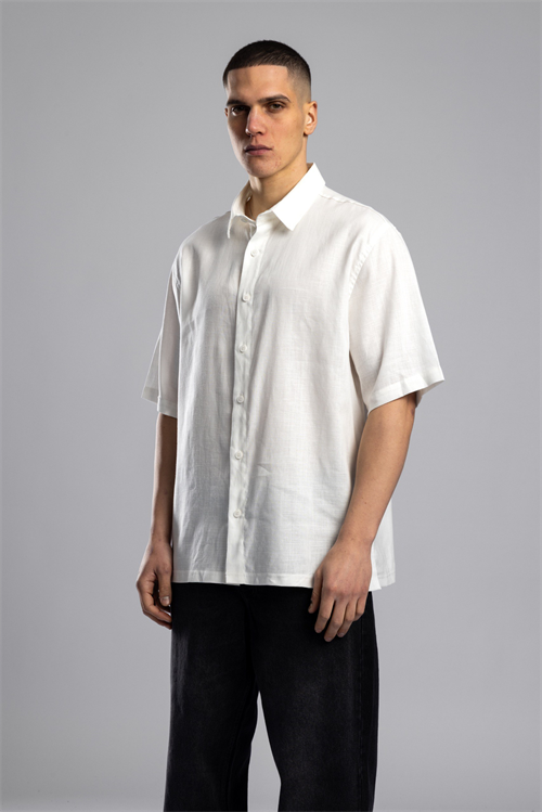 Wholesale Mens Ecru Embroidered Shirt