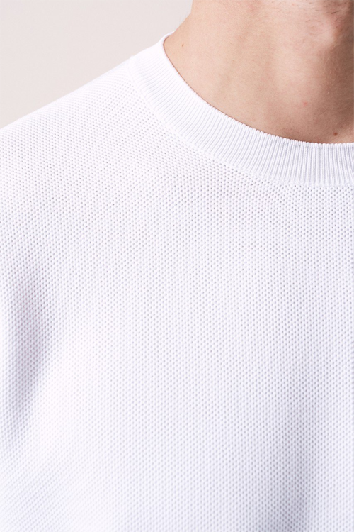 Wholesale Mens Ecru Knit Crew-Neck T-Shirt