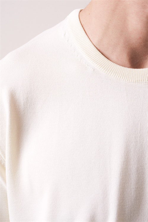 Wholesale Mens Ecru Knit Crew-Neck T-Shirt