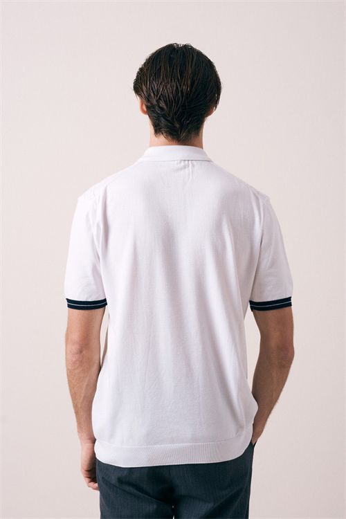 Wholesale Mens Ecru Knit Polo Shirt