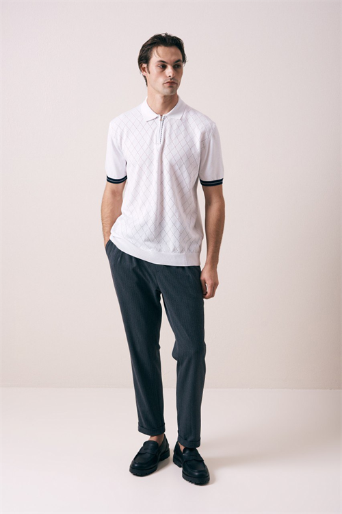 Wholesale Mens Ecru Knit Polo Shirt