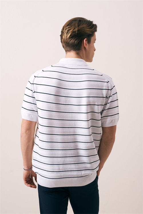 Wholesale Mens Ecru Knit Polo Shirt