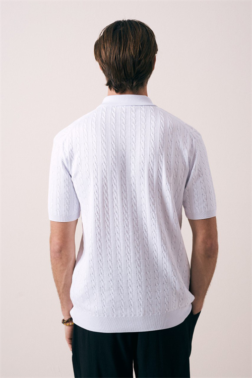 Wholesale Mens Ecru Knit Polo Shirt