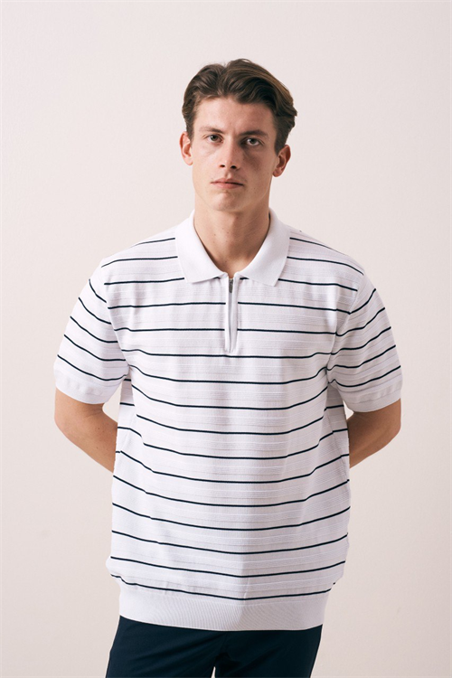 Wholesale Mens Ecru Knit Polo Shirt