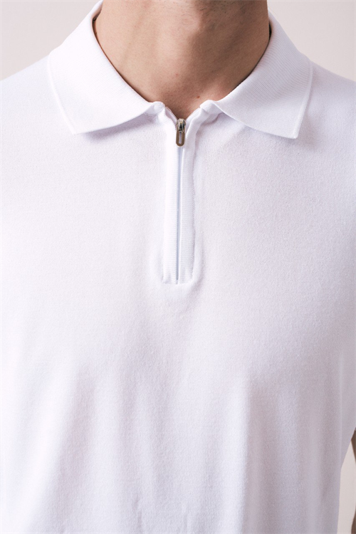 Wholesale Mens Ecru Knit Polo Shirt