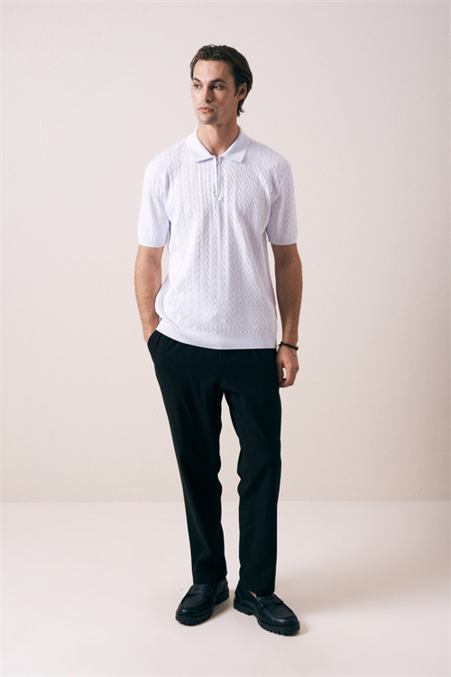 Wholesale Mens Ecru Knit Polo Shirt