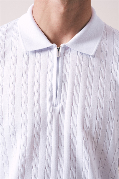 Wholesale Mens Ecru Knit Polo Shirt