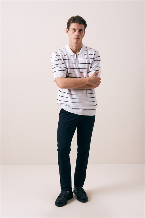 Wholesale Mens Ecru Knit Polo Shirt