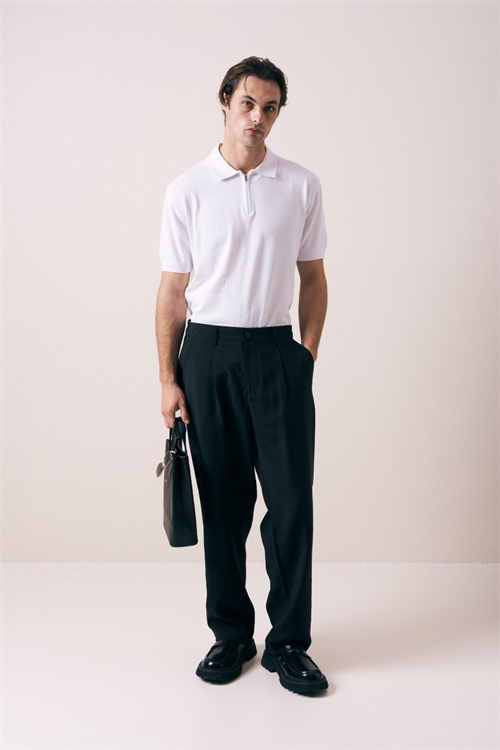 Wholesale Mens Ecru Knit Polo Shirt