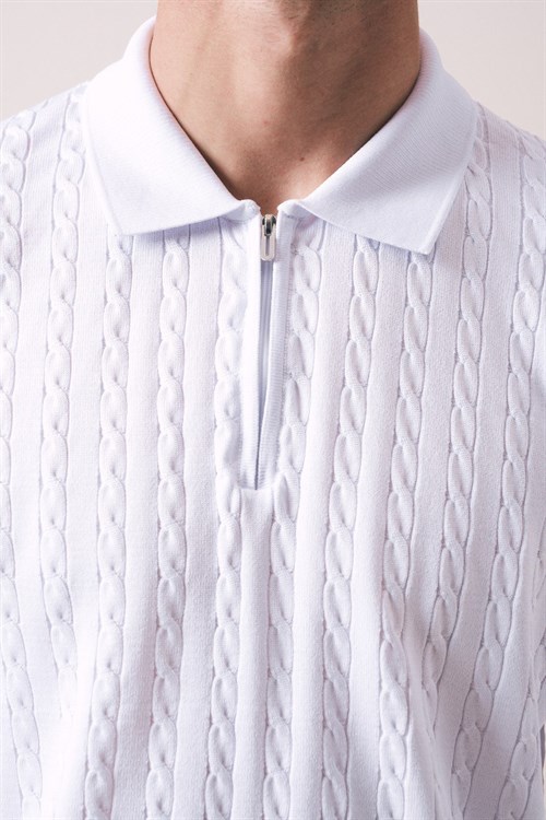 Wholesale Mens Ecru Knit Polo T-Shirt
