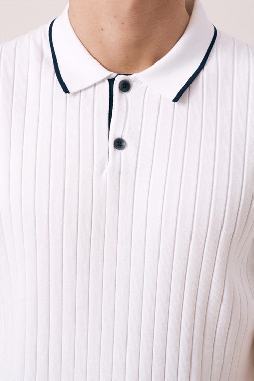 Wholesale Mens Ecru Knit Polo T-Shirt