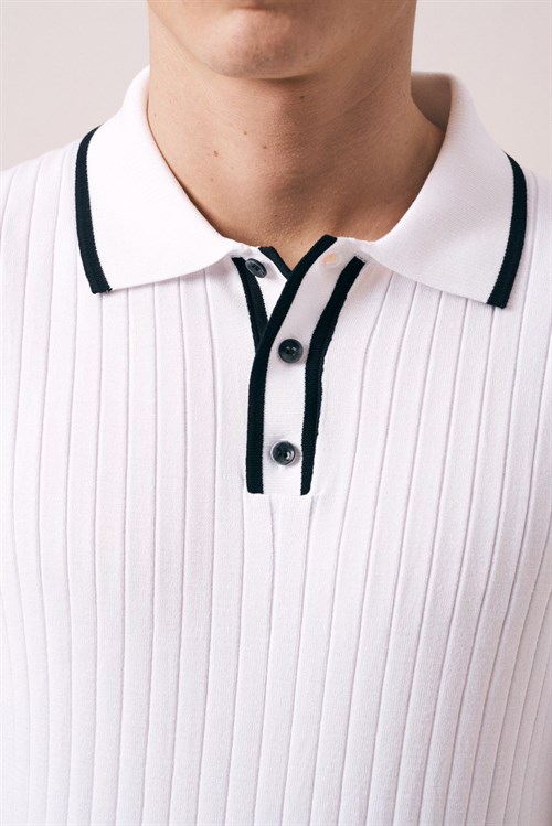 Wholesale Mens Ecru Knit Polo T-Shirt