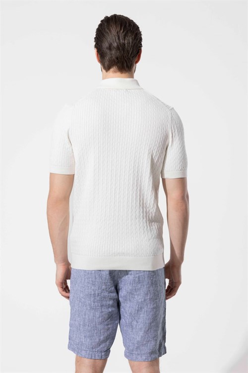 Wholesale Mens Ecru Knit Polo T-Shirt