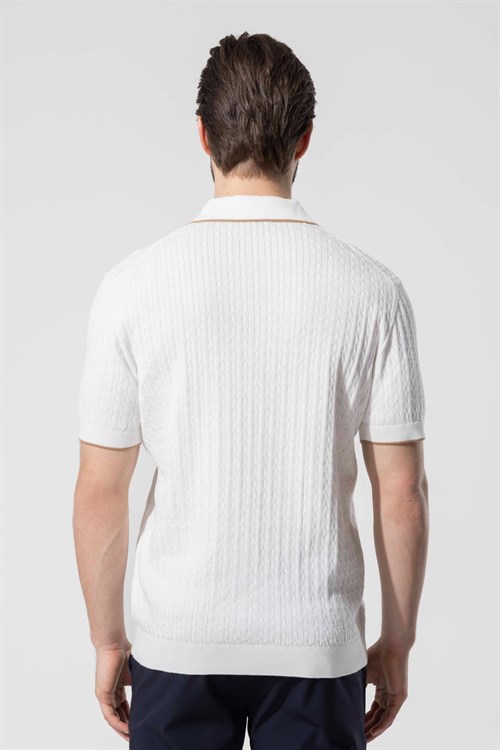 Wholesale Mens Ecru Knit Polo T-Shirt