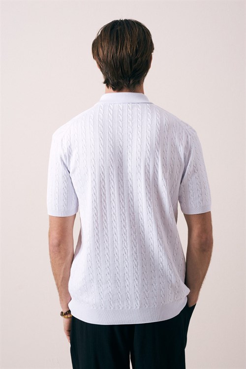 Wholesale Mens Ecru Knit Polo T-Shirt