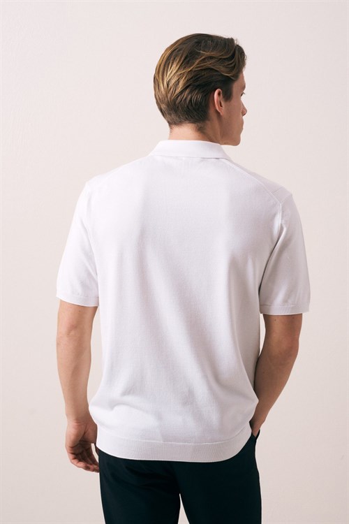 Wholesale Mens Ecru Knit Polo T-Shirt