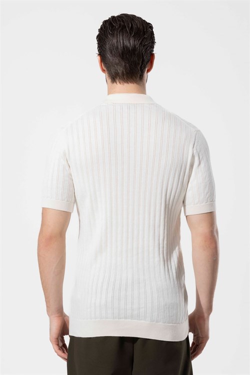 Wholesale Mens Ecru Knit Polo T-Shirt