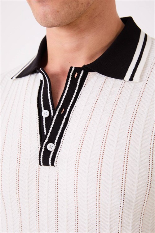 Wholesale Mens Ecru Knit Polo T-Shirt